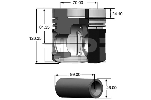 [LP1813028STD] PISTON MB OM422/423(128mm)3+3+4